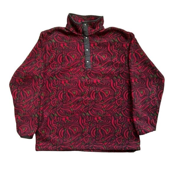 Vintage L.L. Bean Women’s Snap Button Fleece Pattern Sweater - Picture 1 of 5